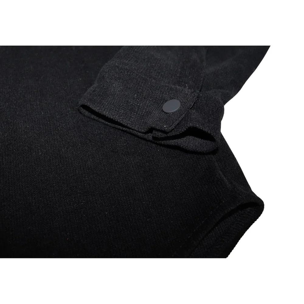 Mode of One Corduroy Long Sleeve Snap Front Solid Color Men's Shirt Black size M